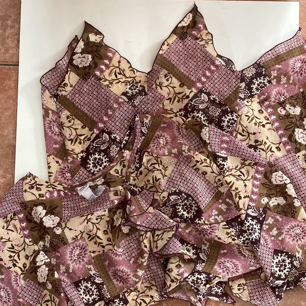 Tunic long mini skirt length dusty rose floral plus size 1X, emme true beauty. - Picture 4 of 7